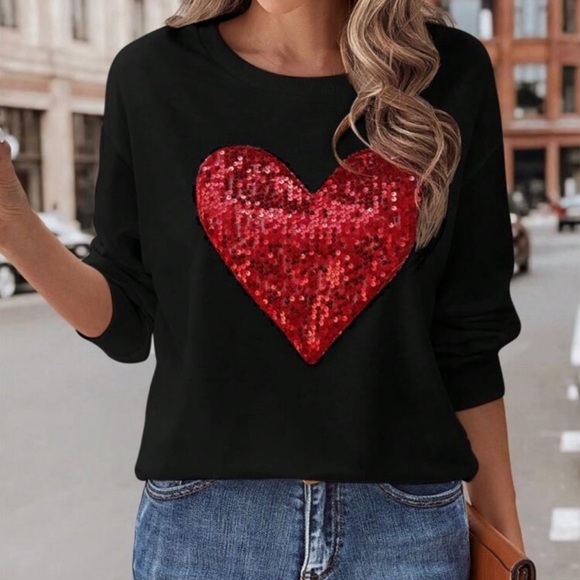 New heart print long sleeve top - Picture 2 of 5